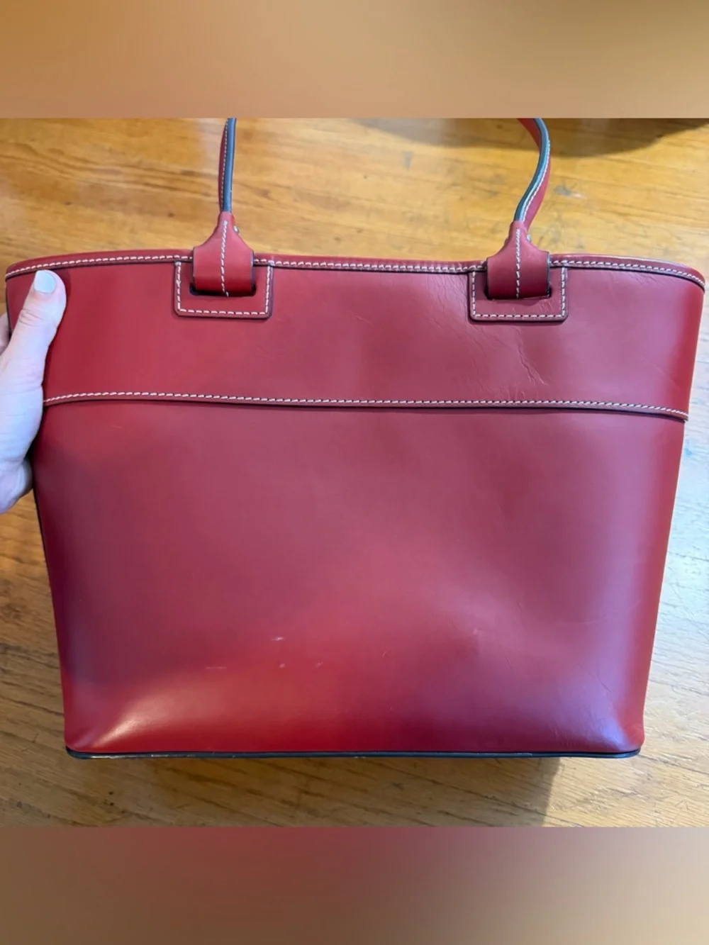 Dooney & Bourke Beacon Ziptop Smooth Leather Red Tote